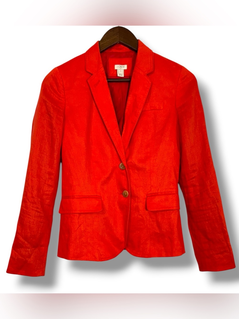 J Crew Schoolboy 100% Linen Blazer Red-Orange Size 0 Preppy Academia Career